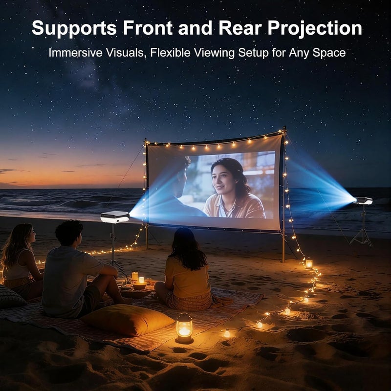 HAPPRUN 100 inch Projector Screen, 16:9 Foldable Anti-Crease Portable Projector Movies Screens for Home Theater, Outdoor Indoor Support Double Sided Projection - Image 5